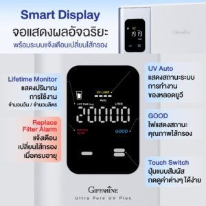 เครื่องกรองน้ำ กิฟฟารีน อัลตร้า เพียว ยูวี พลัส กระบวนการกรอง 13 ขั้นตอน พร้อมระบบ UV ฆ่าเชื้อโรคได้สูงสุด 99.99% รับประกัน 2 ปีเต็ม - Image 5